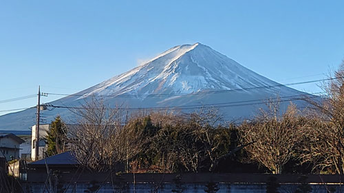 丸弥荘庭から見える富士山（１月１日撮影)